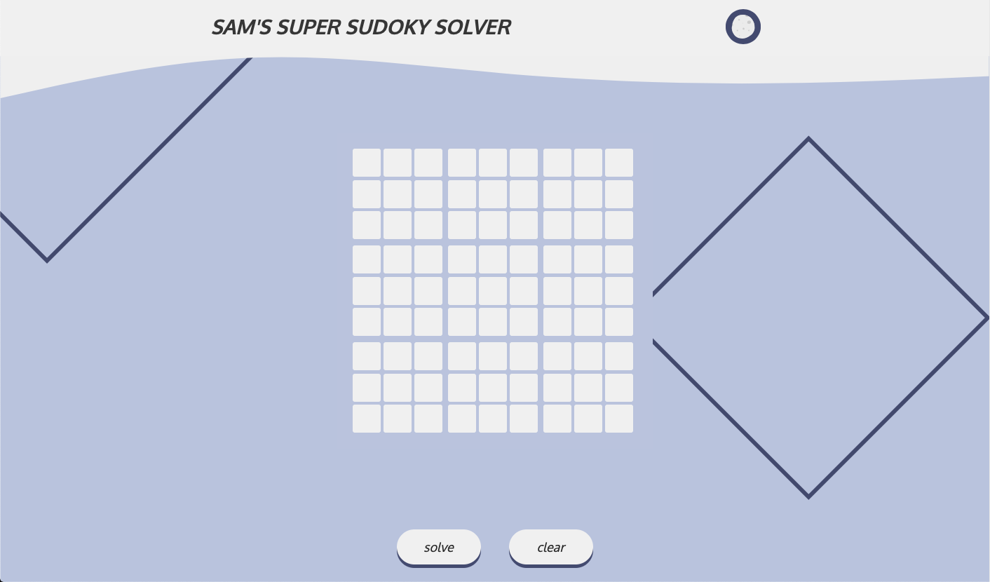 A screenshot of the sudoku solver.